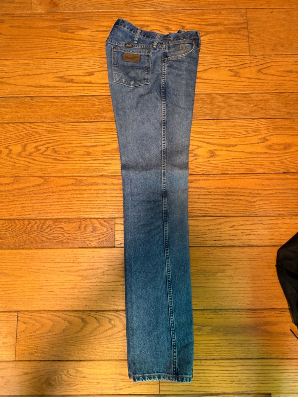 Wrangler Medium Blue Denim Jeans with Contrast Gold Stitching